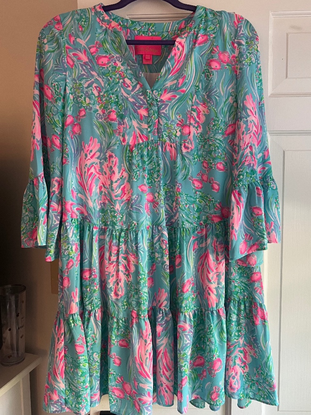 Lilly Pulitzer Sz 00 XS Ladies long sleeve tiered dress